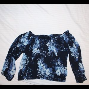 blue flower blouse